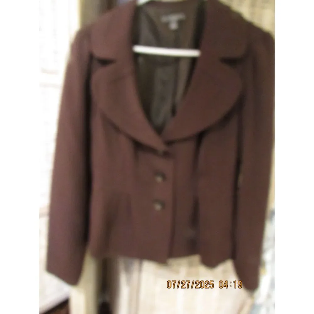 apt 9 size 12 women's blazer jacket lined large lapel tapered brown office